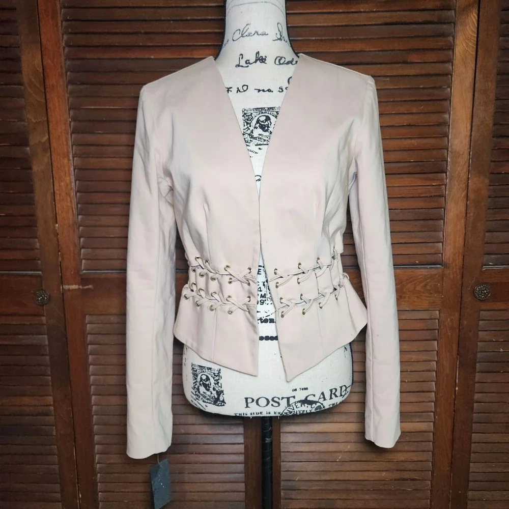 Guess Rugby Tan Miranda Lace Up Waist Blazer